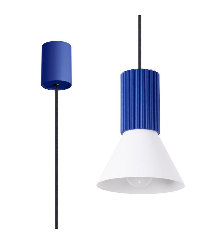 Estria Dome Pendant Ceiling Light White Ultramarine 1x E14-3