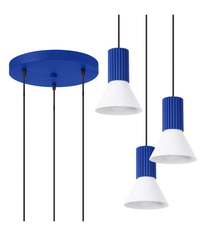 Estria Cluster Pendant Ceiling Light White Ultramarine 3x E14-3