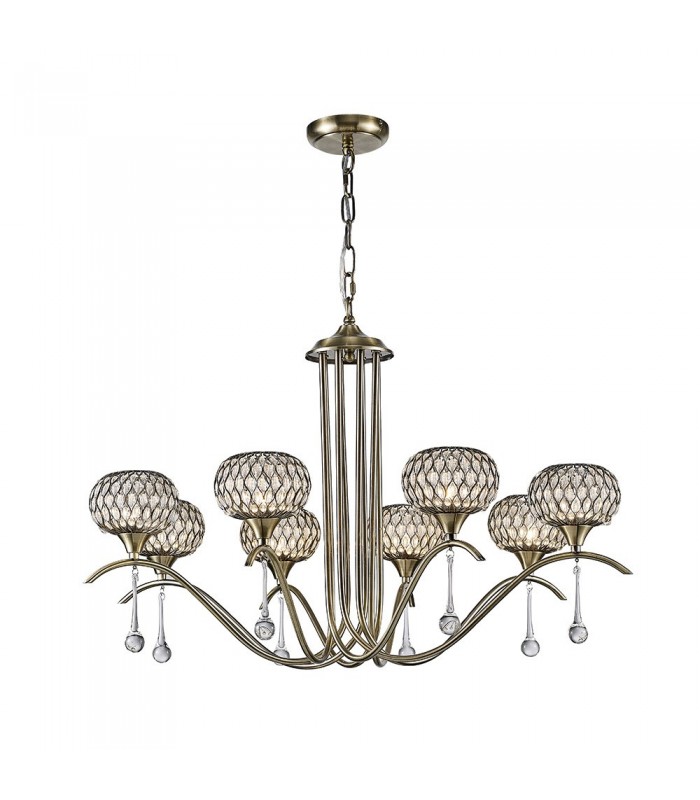 Ceiling Pendant 8 Light Antique Brass, Clear Glass - 4