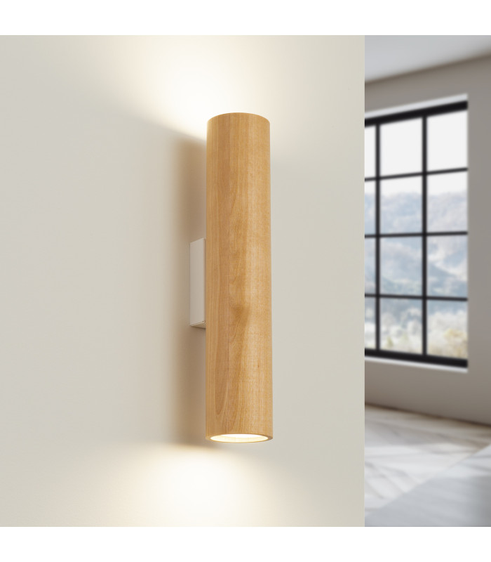 Lino Up & Down Wall Lamp Natural Wood White 2x GU10-3