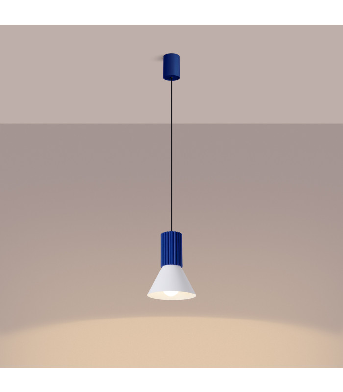 Estria Dome Pendant Ceiling Light White Ultramarine 1x E14-4
