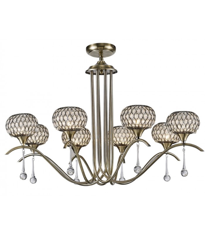 Ceiling Pendant 8 Light Antique Brass, Clear Glass - 5