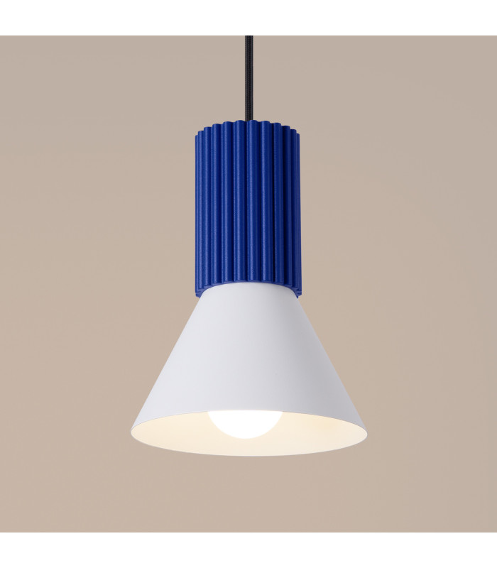 Estria Dome Pendant Ceiling Light White Ultramarine 1x E14-5