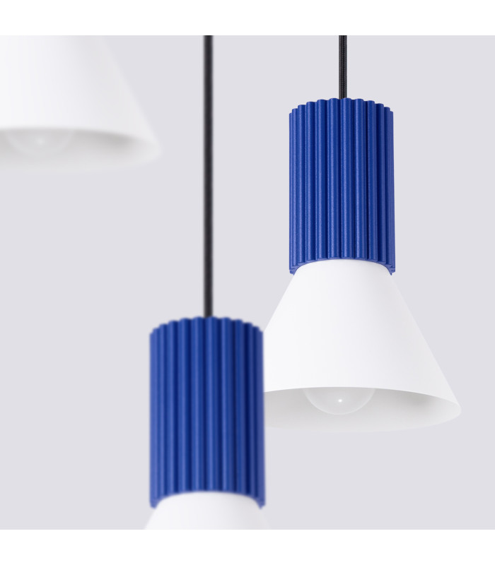 Estria Cluster Pendant Ceiling Light White Ultramarine 3x E14-6