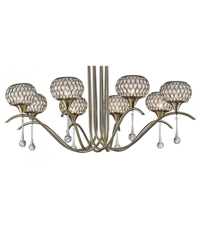Ceiling Pendant 8 Light Antique Brass, Clear Glass - 7