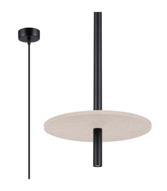 Feltro Slim Pendant Ceiling Light Beige Black 1x G9-3