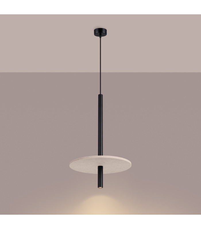 Feltro Slim Pendant Ceiling Light Beige Black 1x G9-4