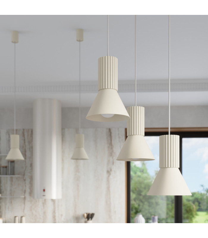 Estria Cluster Pendant Ceiling Light Beige 3x E14-15