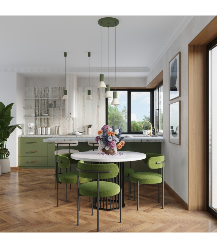 Estria Cluster Pendant Ceiling Light Beige Olive Green 3x E14-13