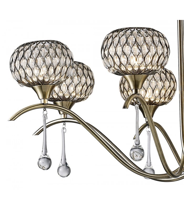 Ceiling Pendant 8 Light Antique Brass, Clear Glass - 8