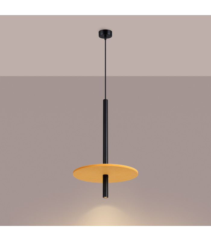 Feltro Slim Pendant Ceiling Light Yellow Black 1x G9-4