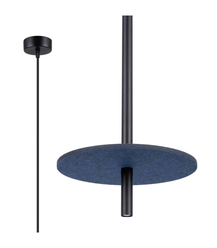 Feltro Slim Pendant Ceiling Light Navy Blue Black 1x G9-3