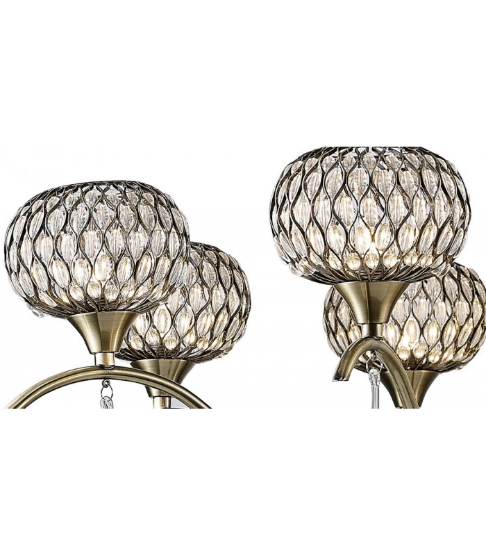 Ceiling Pendant 8 Light Antique Brass, Clear Glass - 10