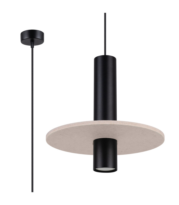 Pelta Slim Pendant Ceiling Light Beige Black 1x GU10-3