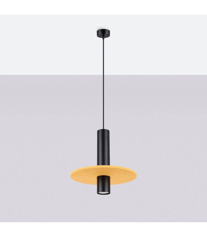 Pelta Slim Pendant Ceiling Light Yellow Black 1x GU10-2