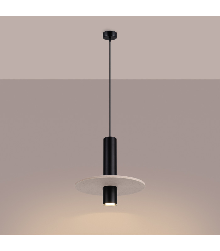 Pelta Slim Pendant Ceiling Light Beige Black 1x GU10-4