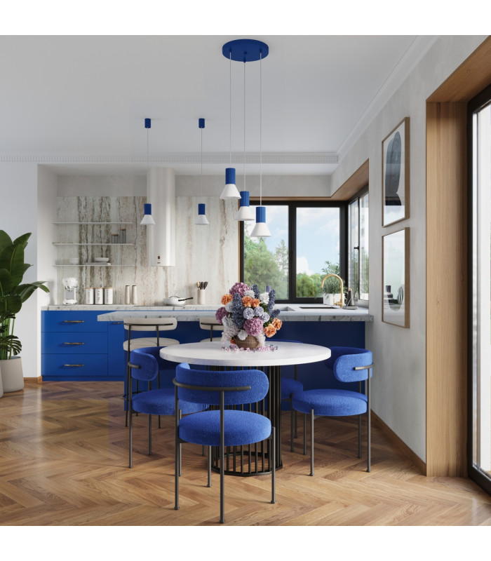 Estria Cluster Pendant Ceiling Light White Ultramarine 3x E14-13