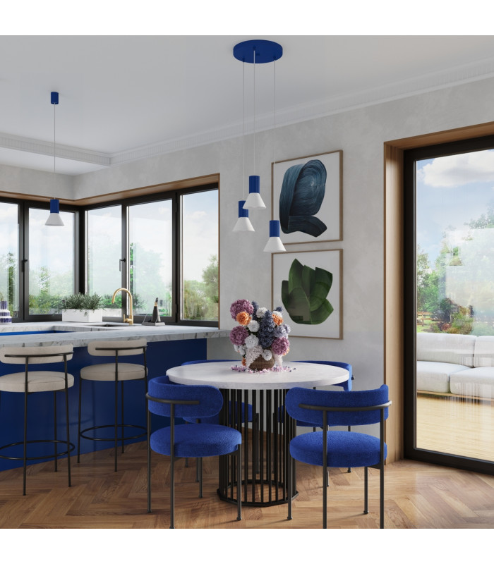 Estria Cluster Pendant Ceiling Light White Ultramarine 3x E14-14