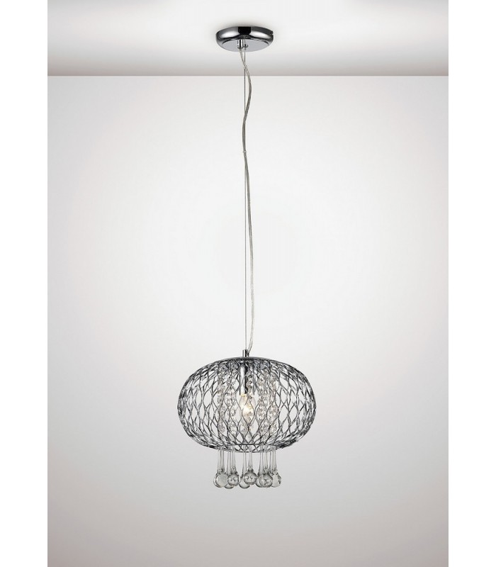 Medium Ceiling Pendant 1 Light Polished Chrome, Clear Glass - 2