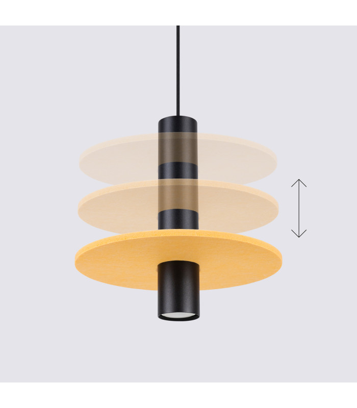 Pelta Slim Pendant Ceiling Light Yellow Black 1x GU10-5
