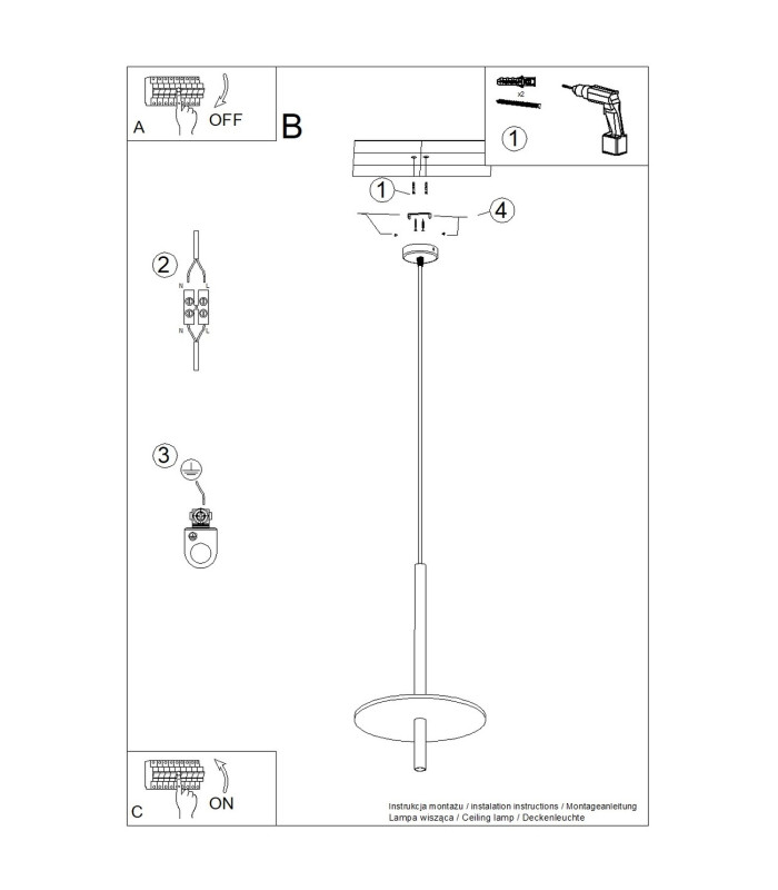 Feltro Slim Pendant Ceiling Light Yellow Black 1x G9-12