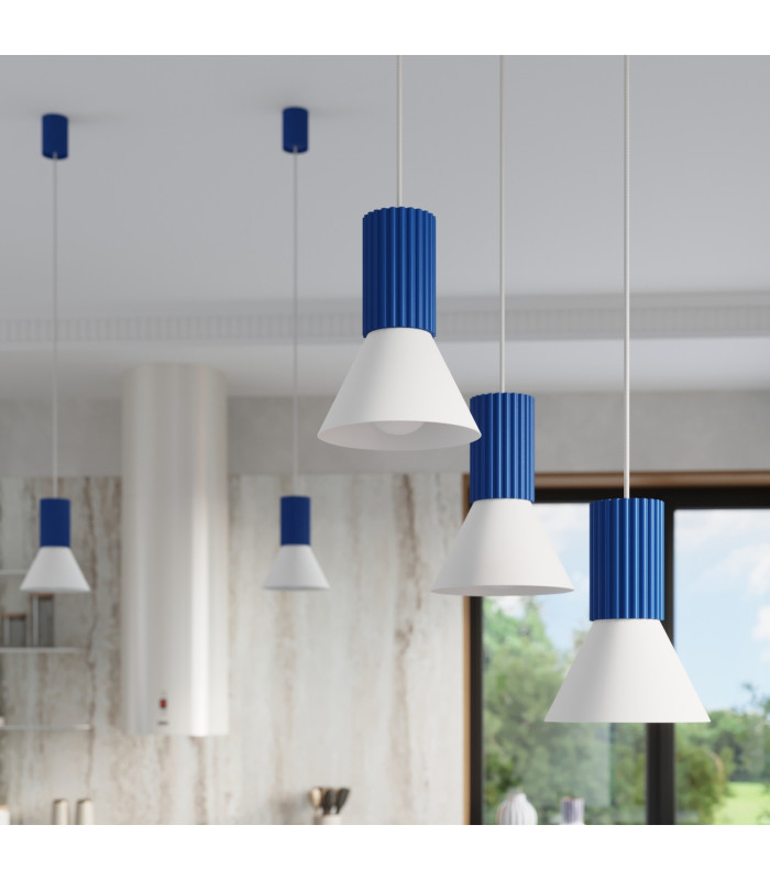 Estria Cluster Pendant Ceiling Light White Ultramarine 3x E14-15