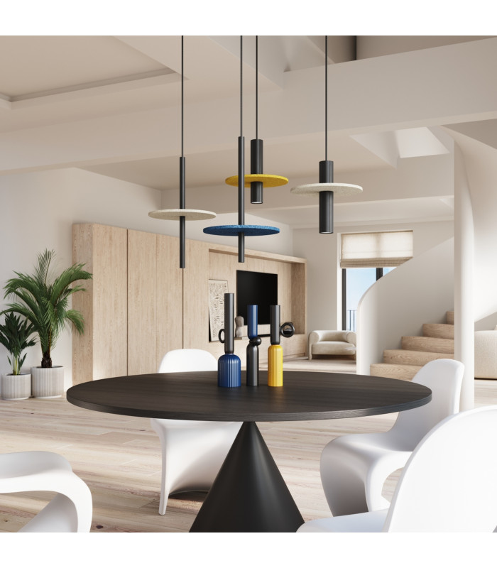 Feltro Slim Pendant Ceiling Light Yellow Black 1x G9-14