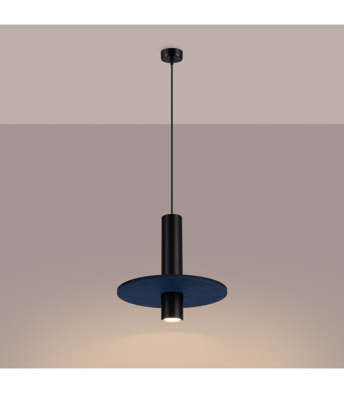 Pelta Slim Pendant Ceiling Light Navy Blue Black 1x GU10-4
