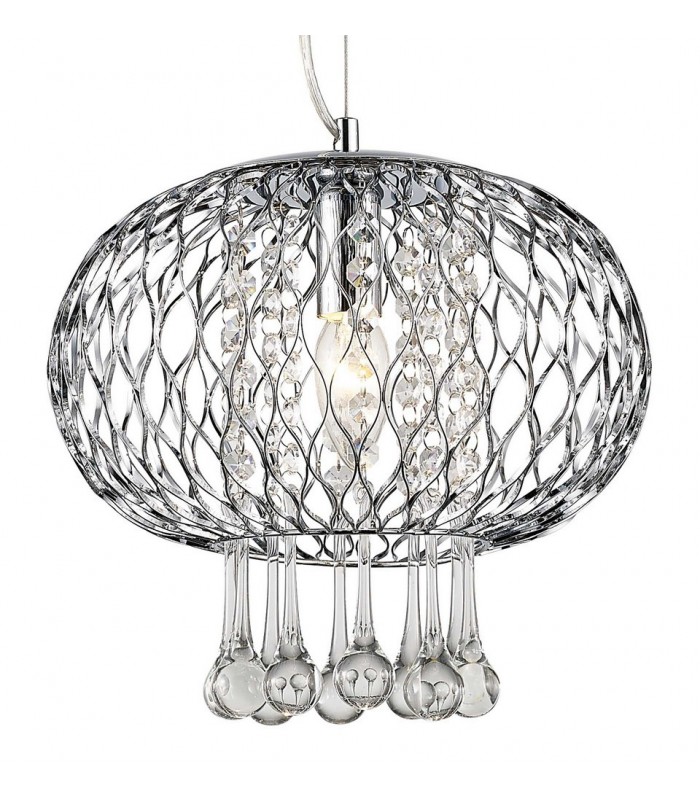 Medium Ceiling Pendant 1 Light Polished Chrome, Clear Glass - 5