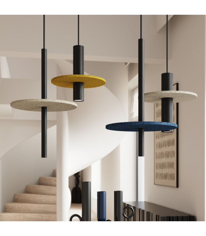 Feltro Slim Pendant Ceiling Light Yellow Black 1x G9-15