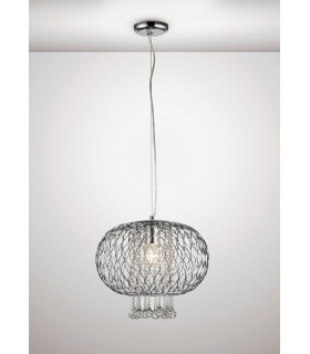 Large Ceiling Pendant 1 Light Polished Chrome, Clear Glass - 2