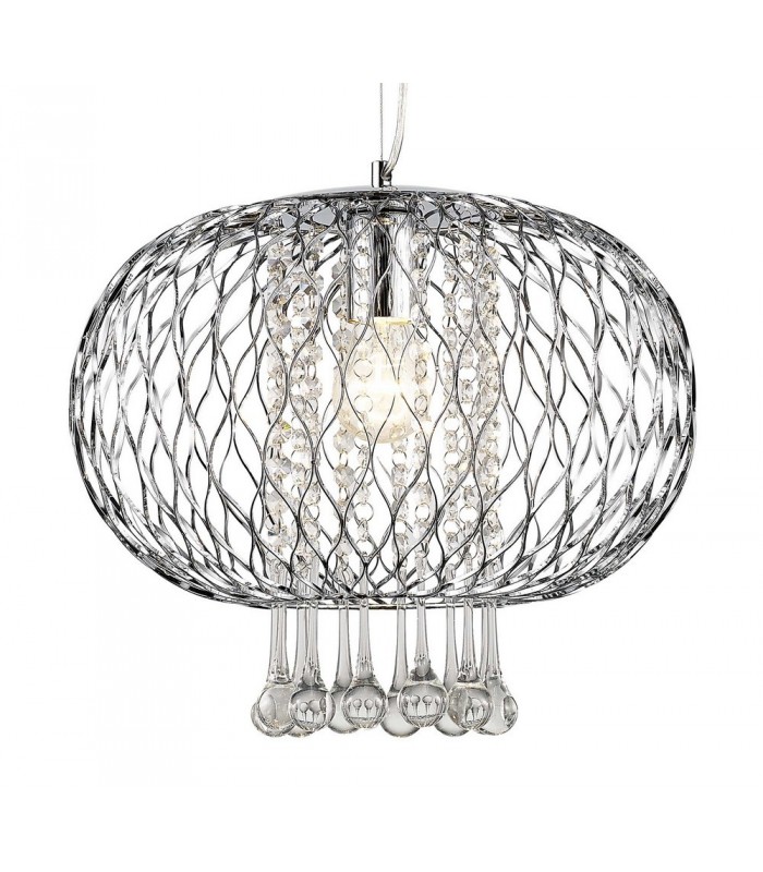 Large Ceiling Pendant 1 Light Polished Chrome, Clear Glass - 5