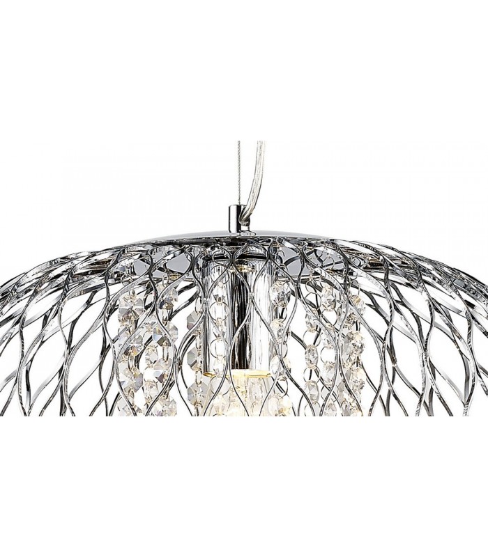 Large Ceiling Pendant 1 Light Polished Chrome, Clear Glass - 6