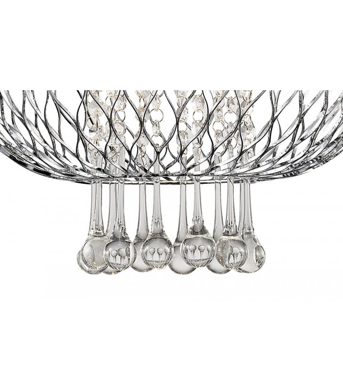 Large Ceiling Pendant 1 Light Polished Chrome, Clear Glass - 7