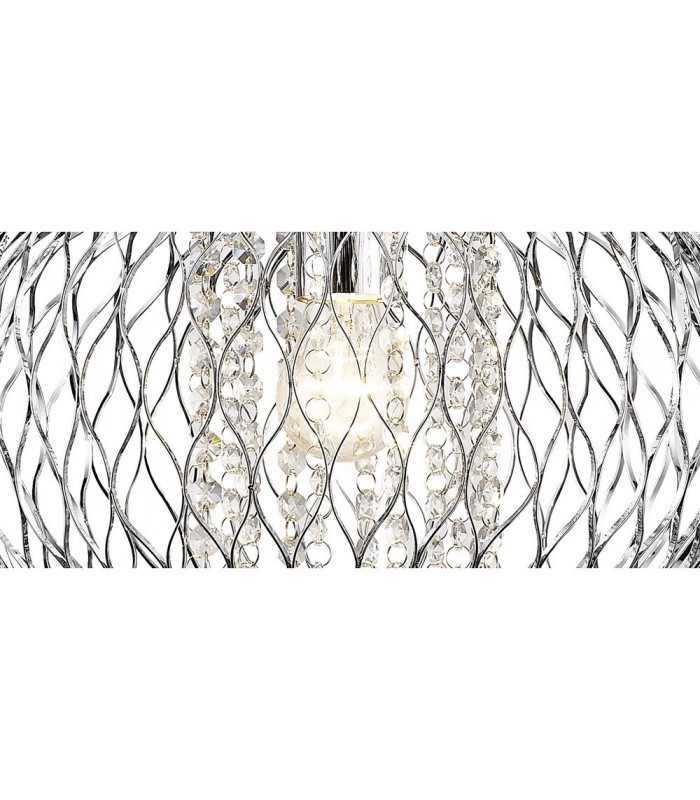 Large Ceiling Pendant 1 Light Polished Chrome, Clear Glass - 8