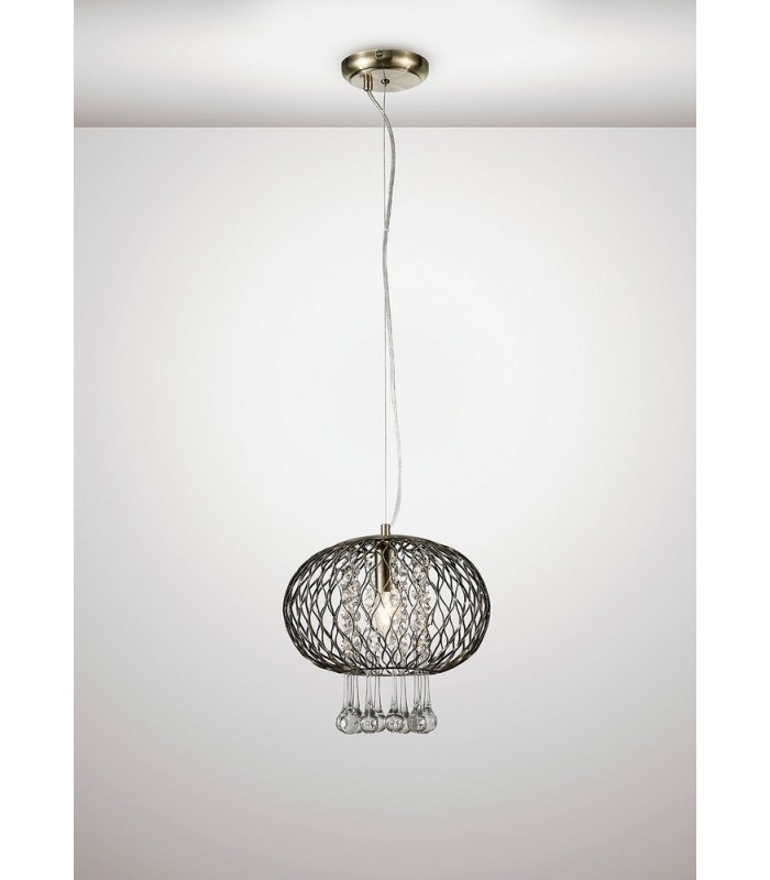 Medium Ceiling Pendant 1 Light Antique Brass, Clear Glass - 2