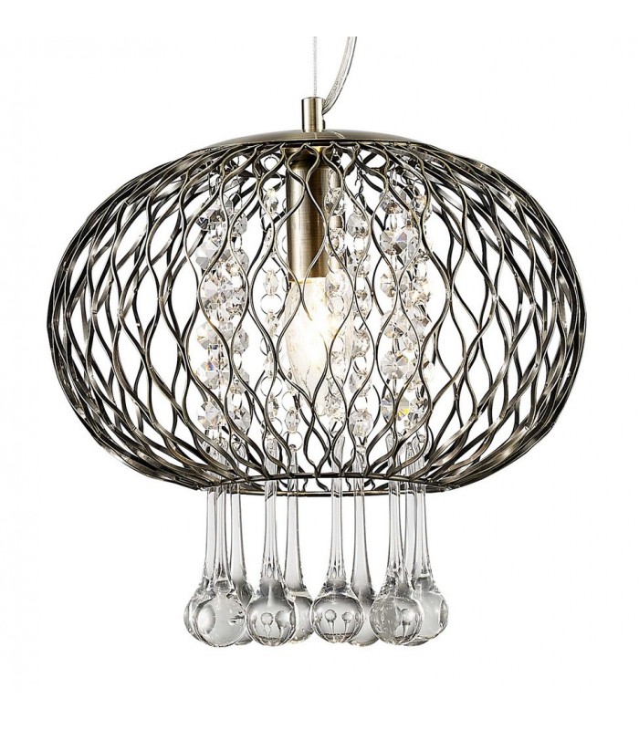 Medium Ceiling Pendant 1 Light Antique Brass, Clear Glass - 5