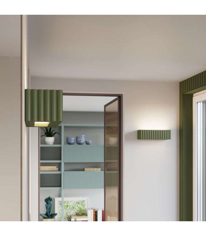 Rigata Up & Down Wall Lamp Olive Green 1x E27-13