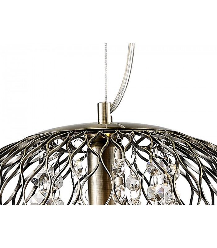Medium Ceiling Pendant 1 Light Antique Brass, Clear Glass - 6