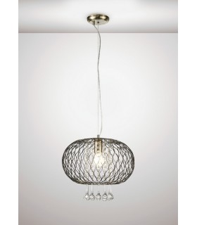 Large Ceiling Pendant 1 Light Antique Brass, Clear Glass - 2