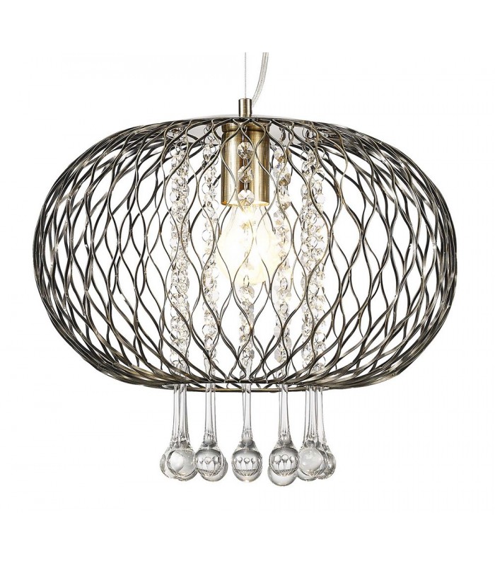 Large Ceiling Pendant 1 Light Antique Brass, Clear Glass - 5