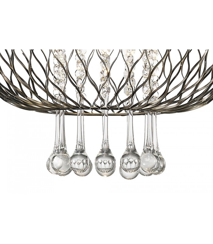 Large Ceiling Pendant 1 Light Antique Brass, Clear Glass - 6