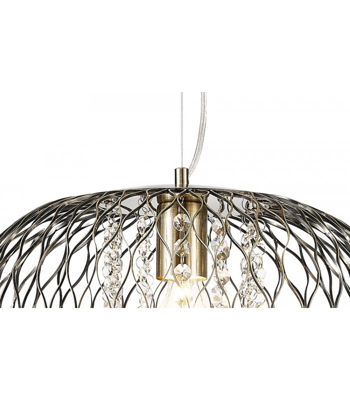 Large Ceiling Pendant 1 Light Antique Brass, Clear Glass - 7