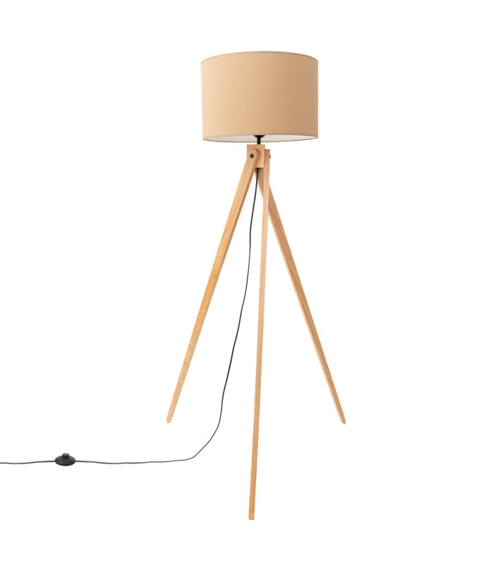 Natt Tripod Floor Lamp Taupe Natural Wood 1x E27-1