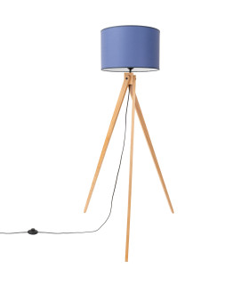 Natt Tripod Floor Lamp Navy Blue Natural Wood 1x E27-1