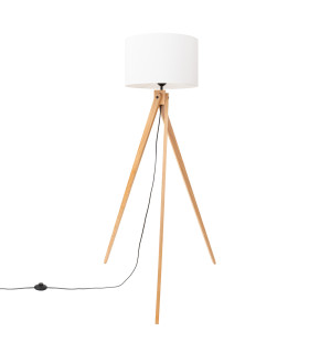 Natt Tripod Floor Lamp White Natural Wood 1x E27-1