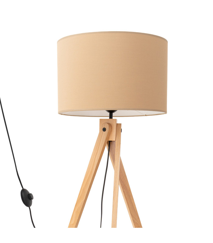 Natt Tripod Floor Lamp Taupe Natural Wood 1x E27-3