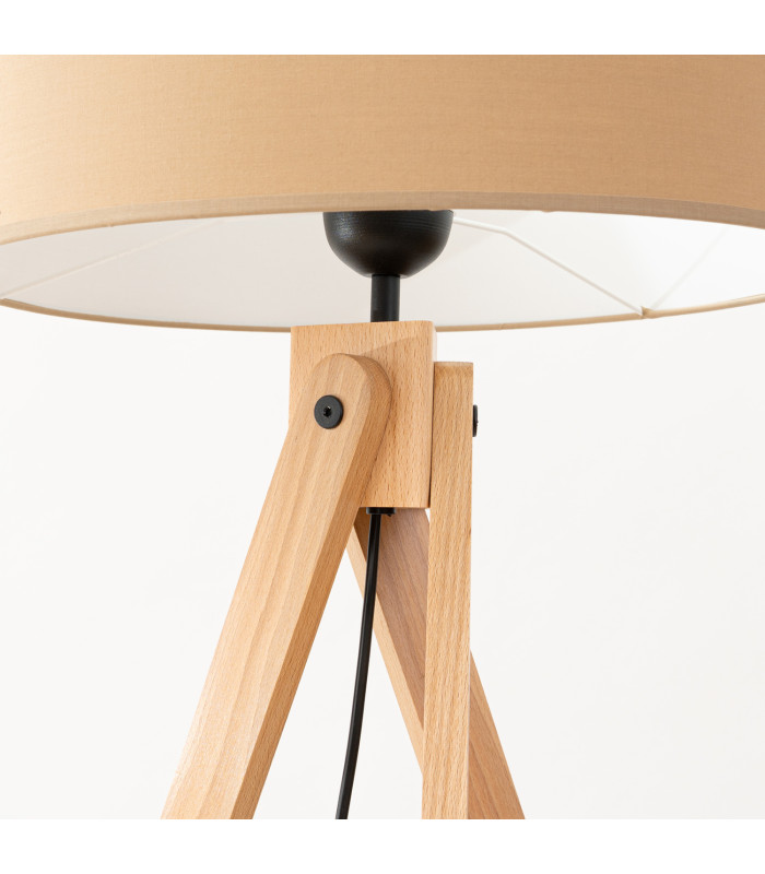 Natt Tripod Floor Lamp Taupe Natural Wood 1x E27-7