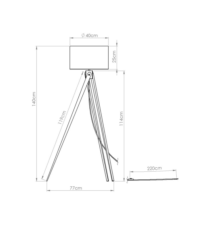 Natt Tripod Floor Lamp Taupe Natural Wood 1x E27-11