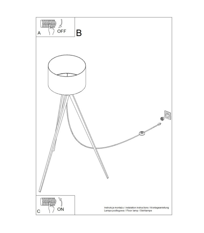 Natt Tripod Floor Lamp Taupe Natural Wood 1x E27-12